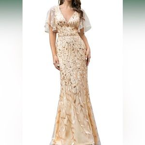 Ever Pretty Gold Sequin Formal Dress